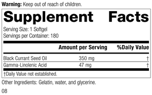 Black Currant Seed Oil, 180 Softgels, Rev 07, Supplement Facts