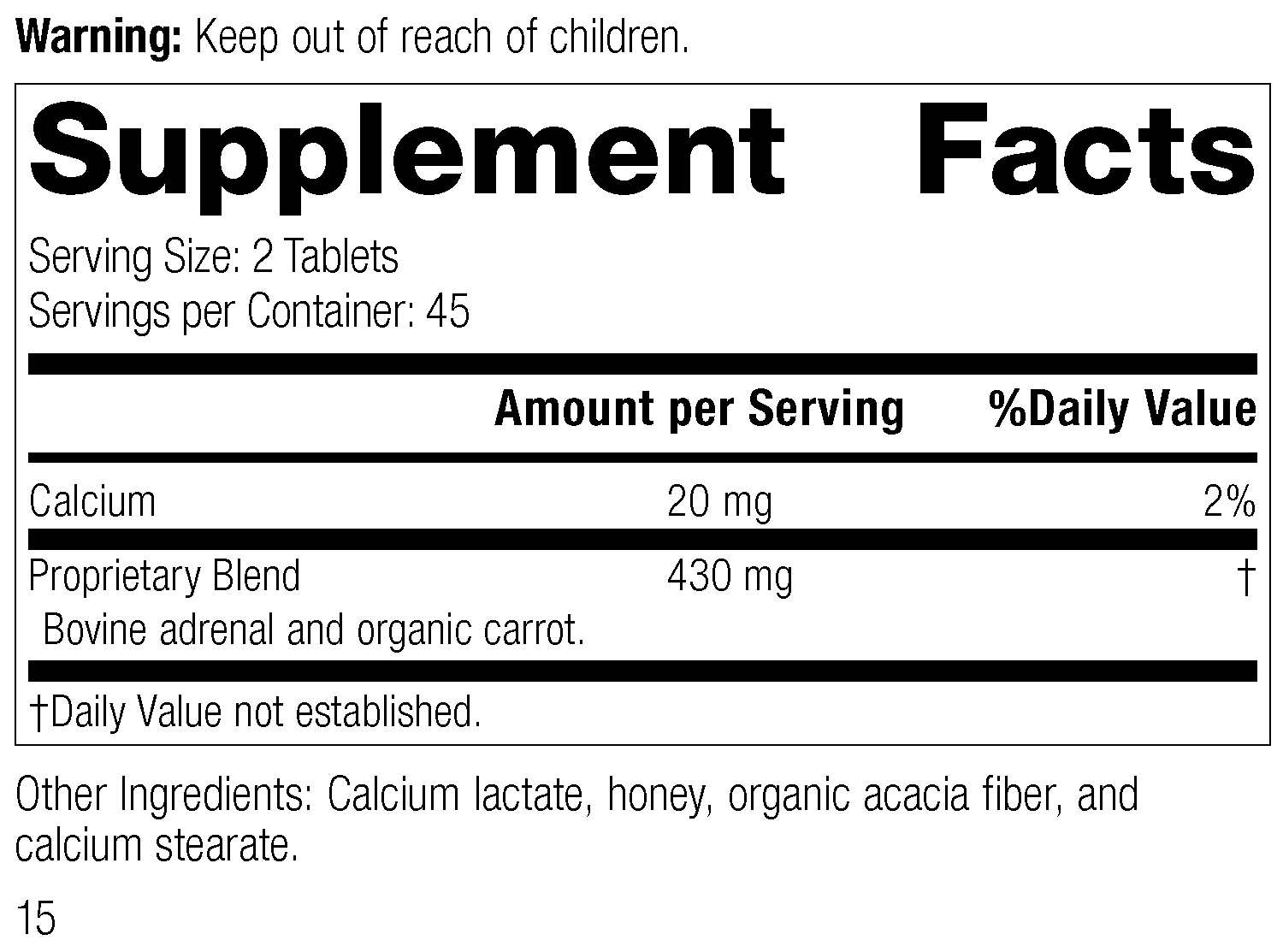 Adrenal Desiccated, 90 Tablets