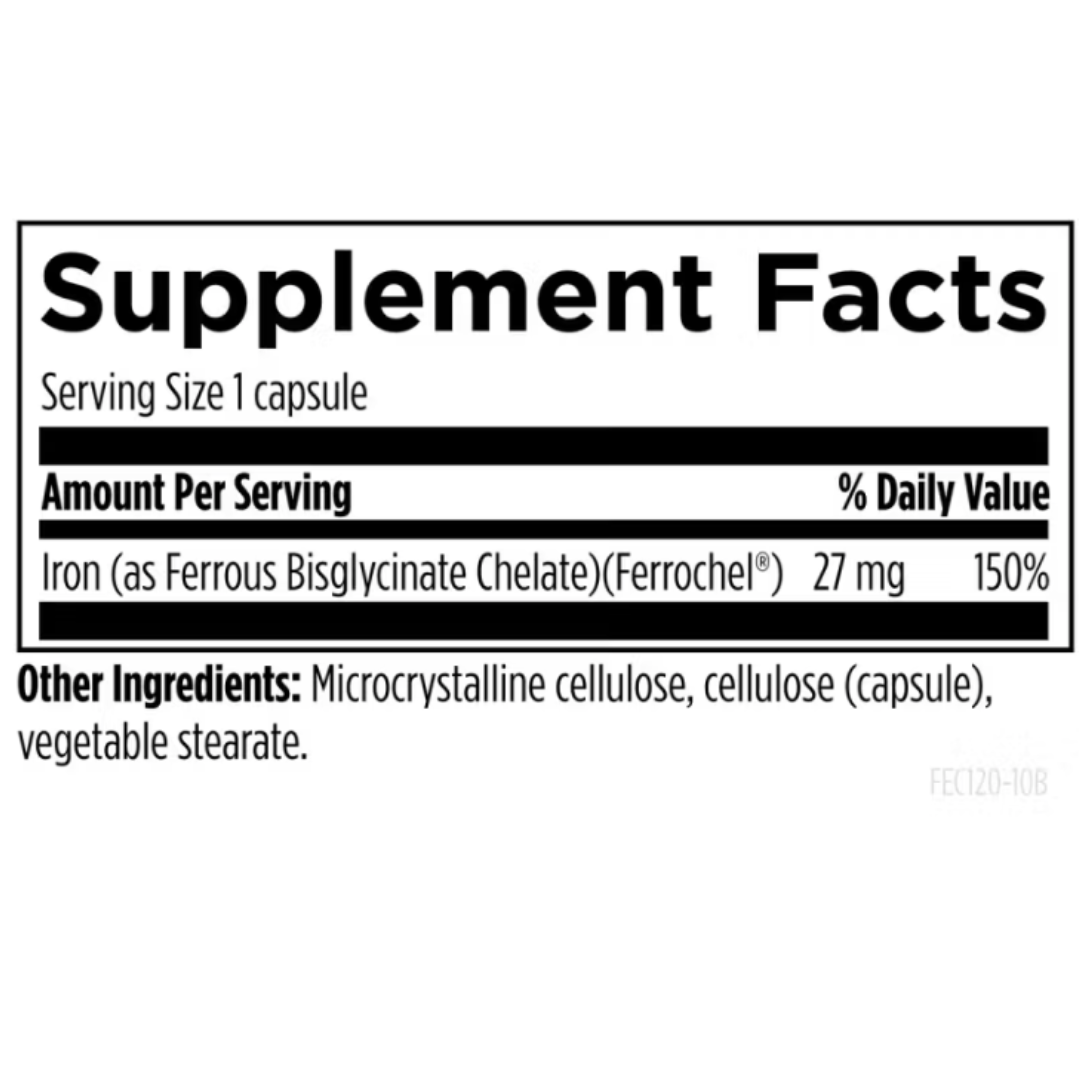 Ferrochel Iron Chelate 27 mg – Gentle Iron Support | 120 Capsules