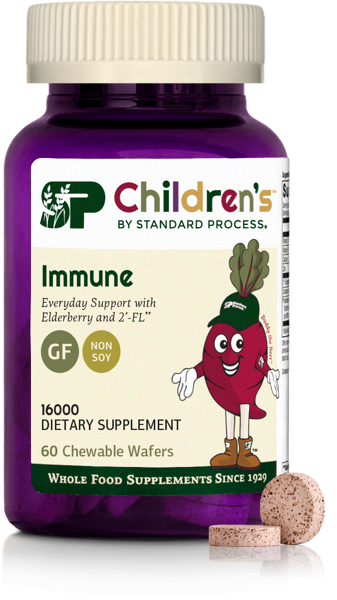 An image of a bottle of SP Children&#39;s Immune, a supplement for kids supporting the immune system.