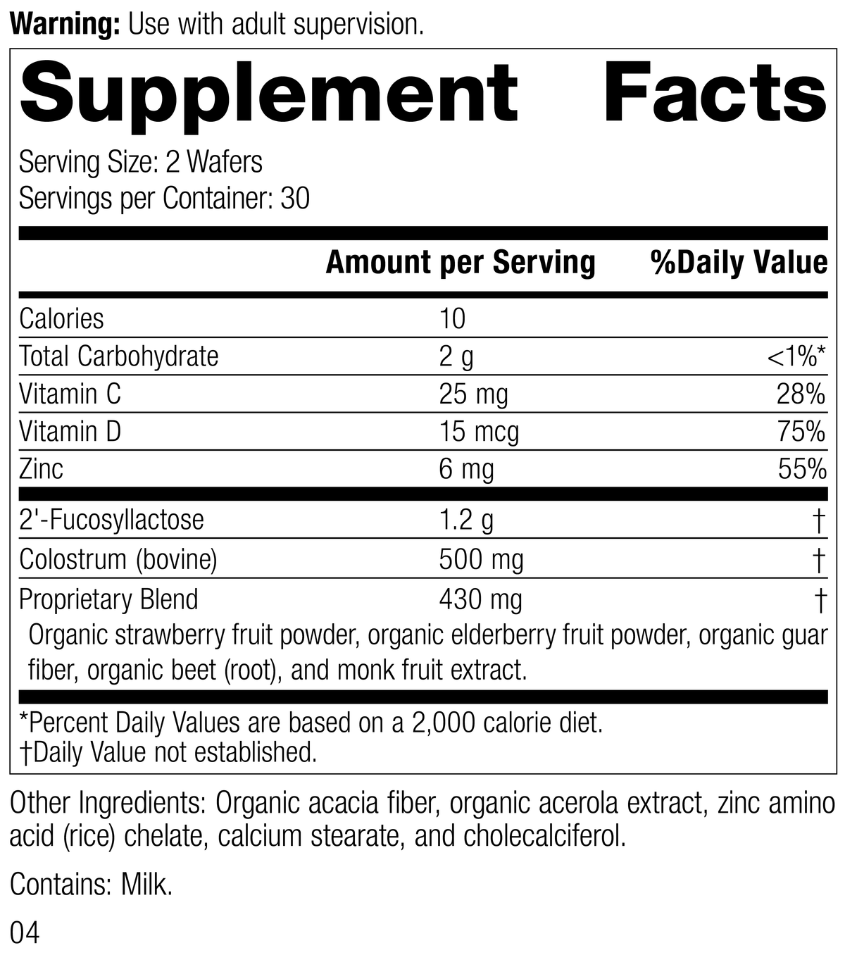 SP Children&#39;s Immune, 60 Wafers, Rev 02 Supplement Facts Image
