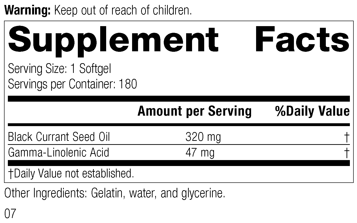 Black Currant Seed Oil, 180 Softgels