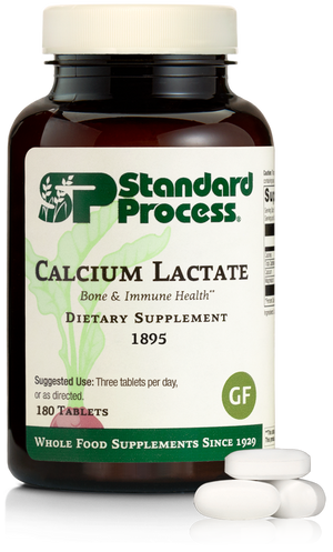 An image of a bottle of Calcium Lactate, 180 tablets.