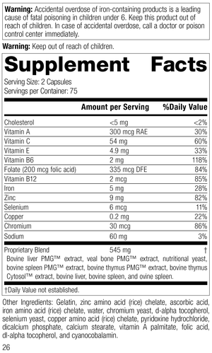 Immuplex®, 150 Capsules, Rev 26 Supplement Facts