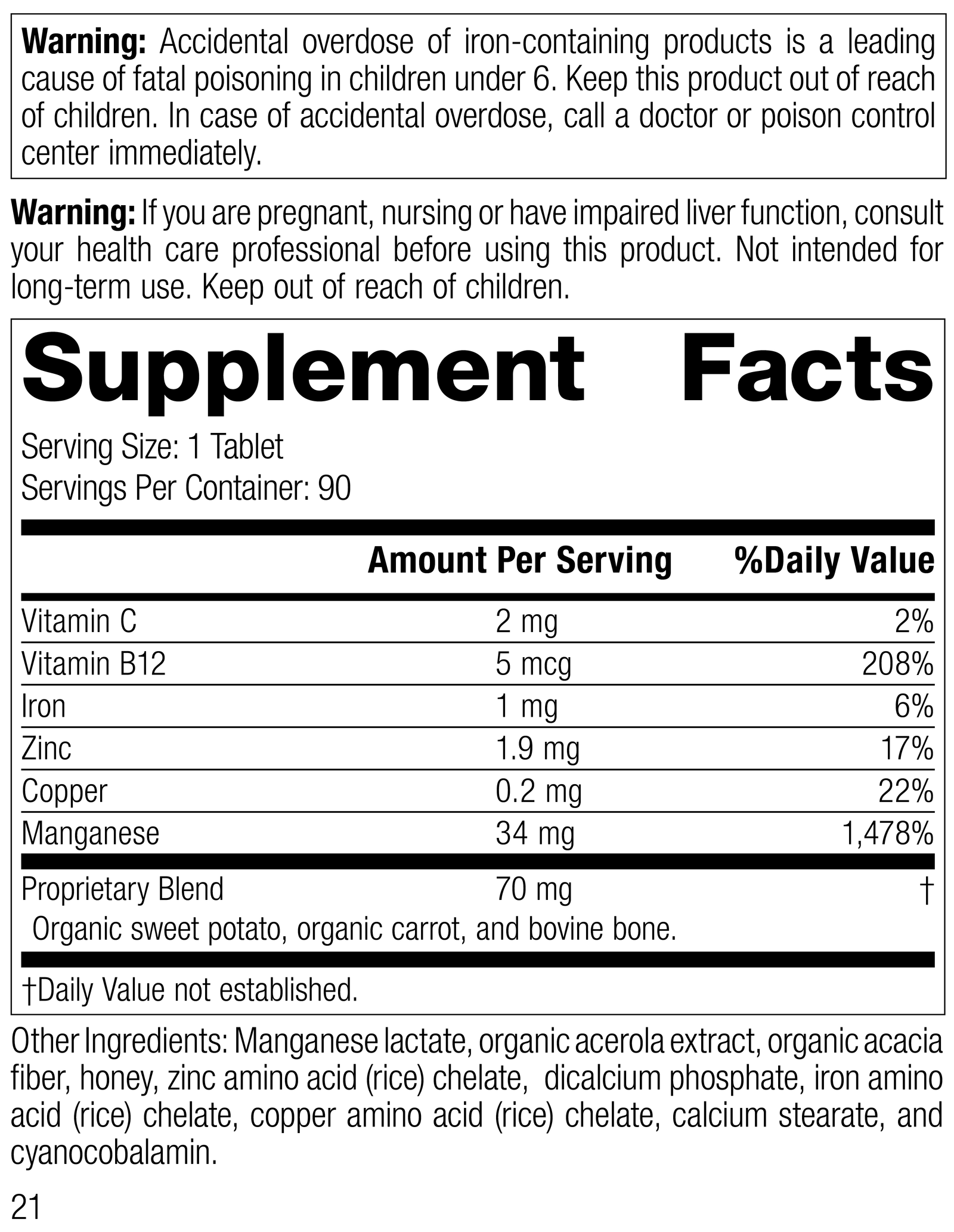 Manganese B12™, 90 Tablets