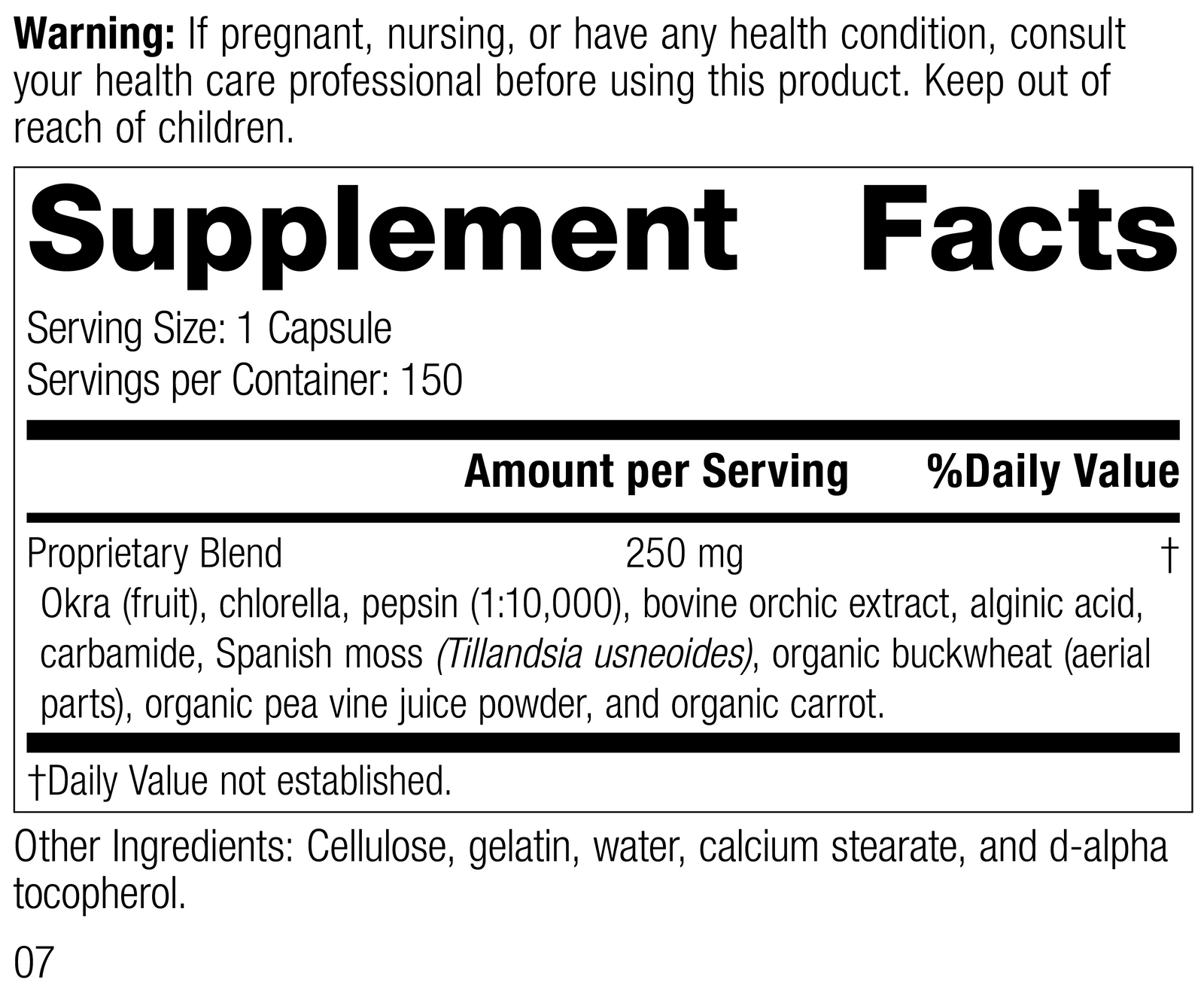 Okra Pepsin E3, 150 Capsules