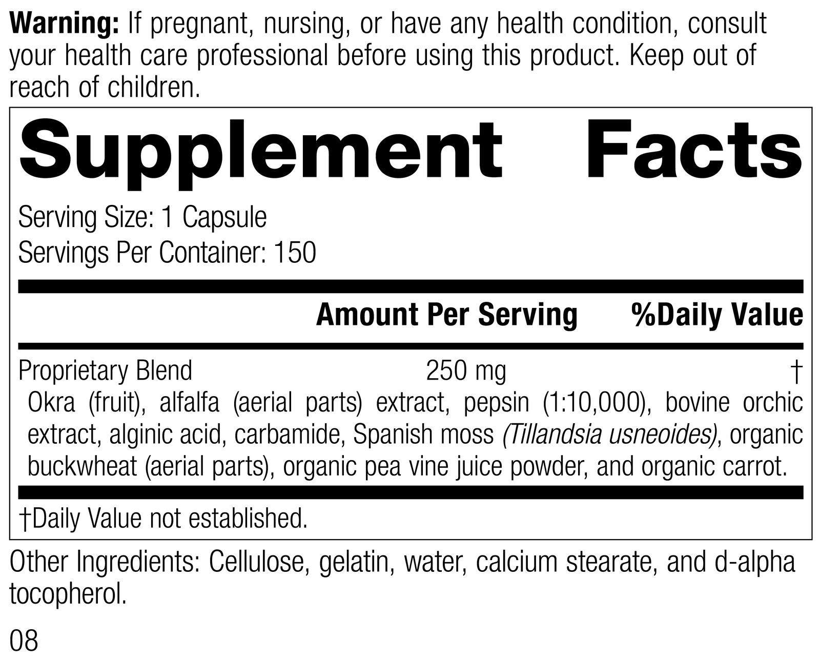 Okra Pepsin E3, 150 Capsules