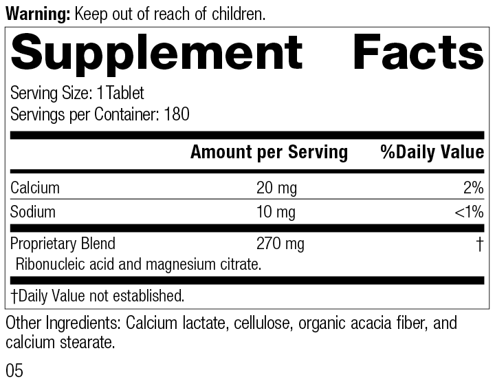 Ribonucleic Acid (RNA), 180 Tablets