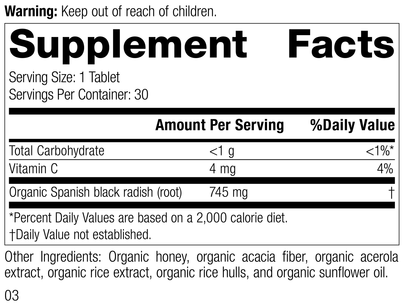 Spanish Black Radish, 30 Tablets