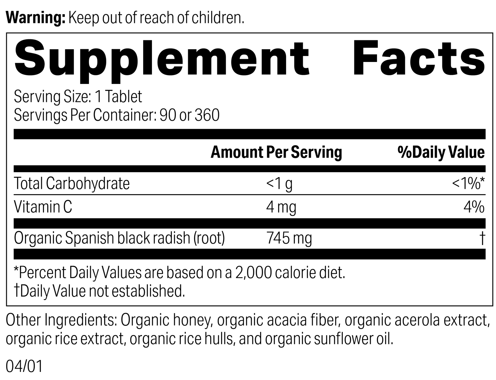 Spanish Black Radish, 90 Tablets