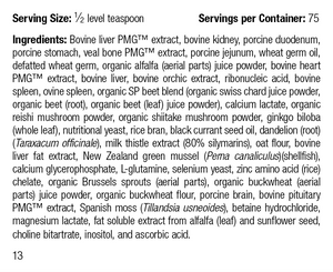 supplement fact label