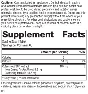 Coleus Forte, 60 Tablets, Rev 07 Supplement Facts