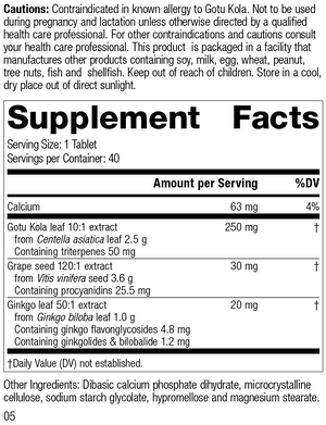 Gotu Kola Complex, 40 Tablets, Rev 05 Supplement Facts