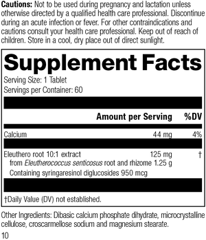 Eleuthero, 60 Tablets, Rev 10 Supplement Facts