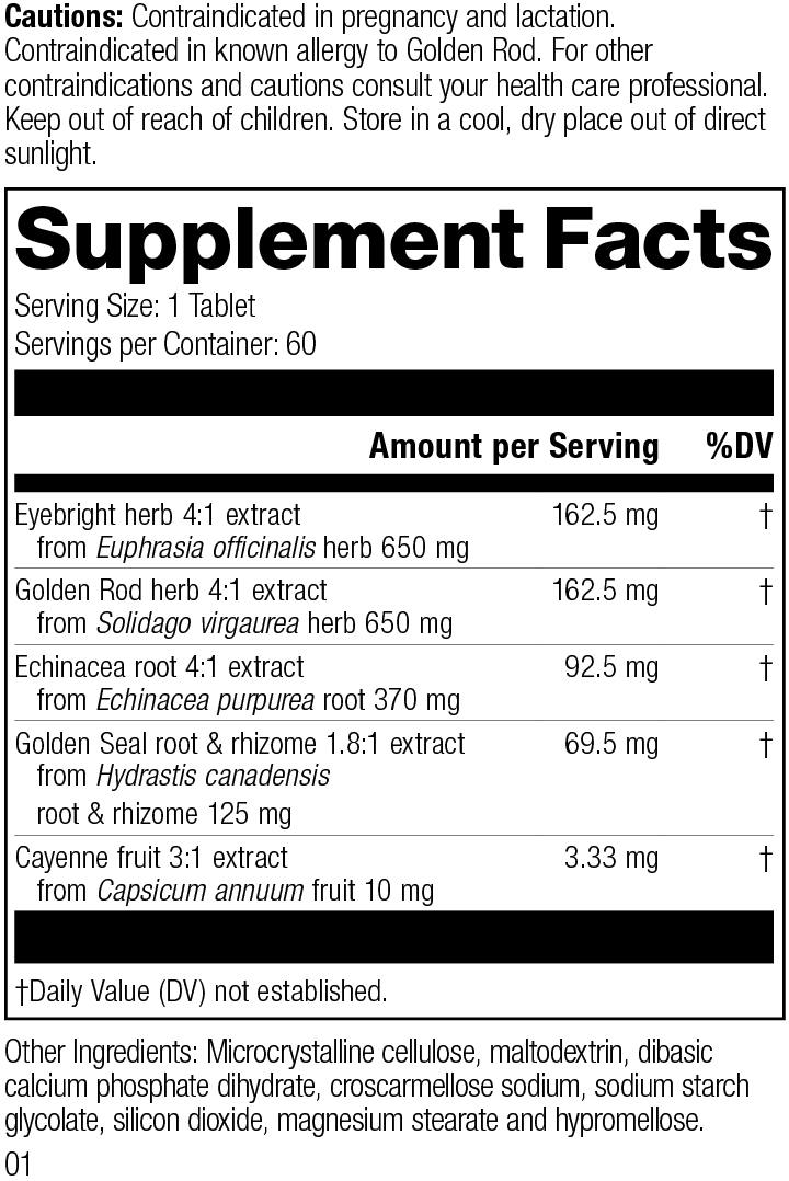 A bottle of Sinus Forte, 60 tablets.