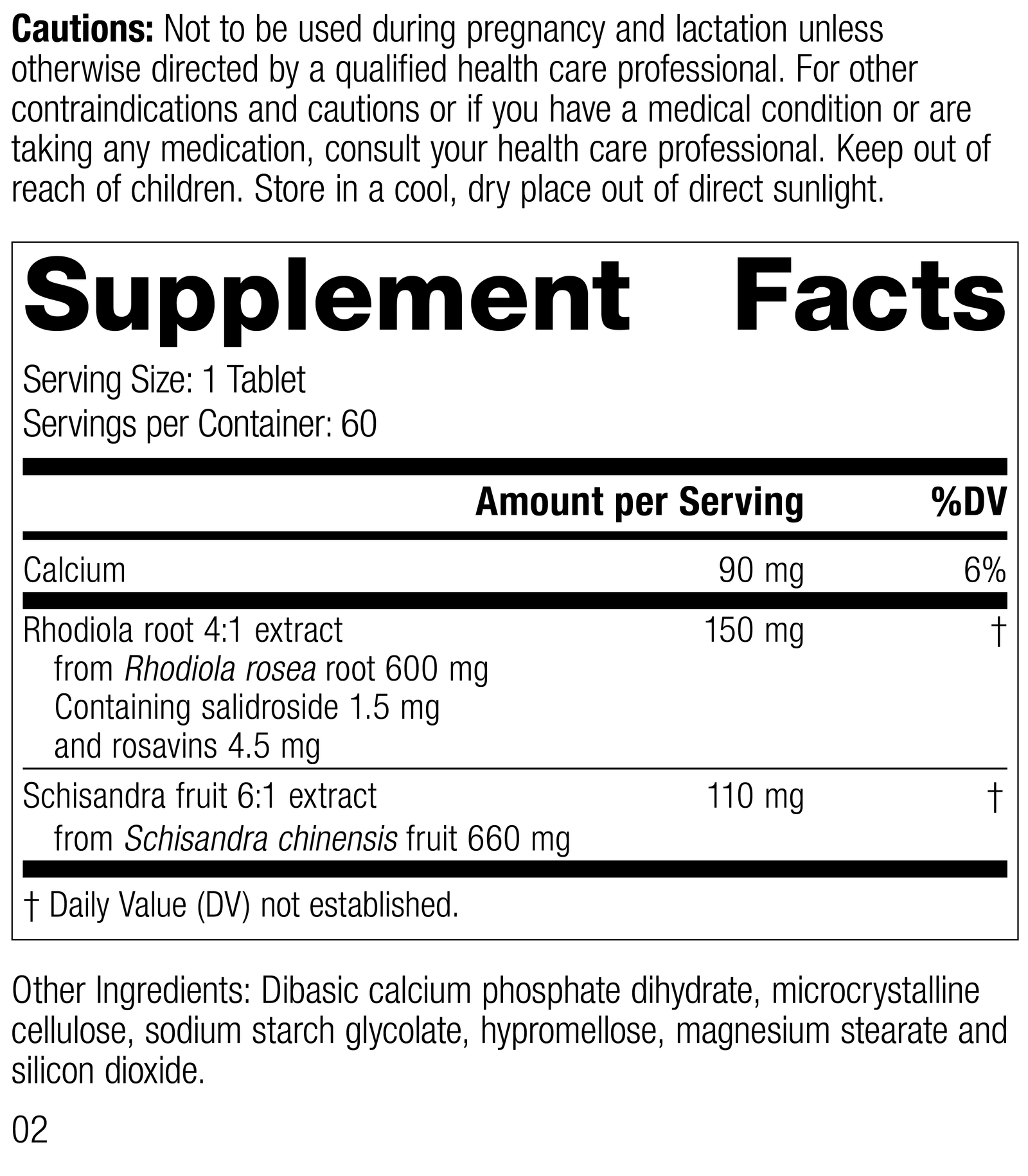 Rhodiola & Schisandra, 60 Tablets