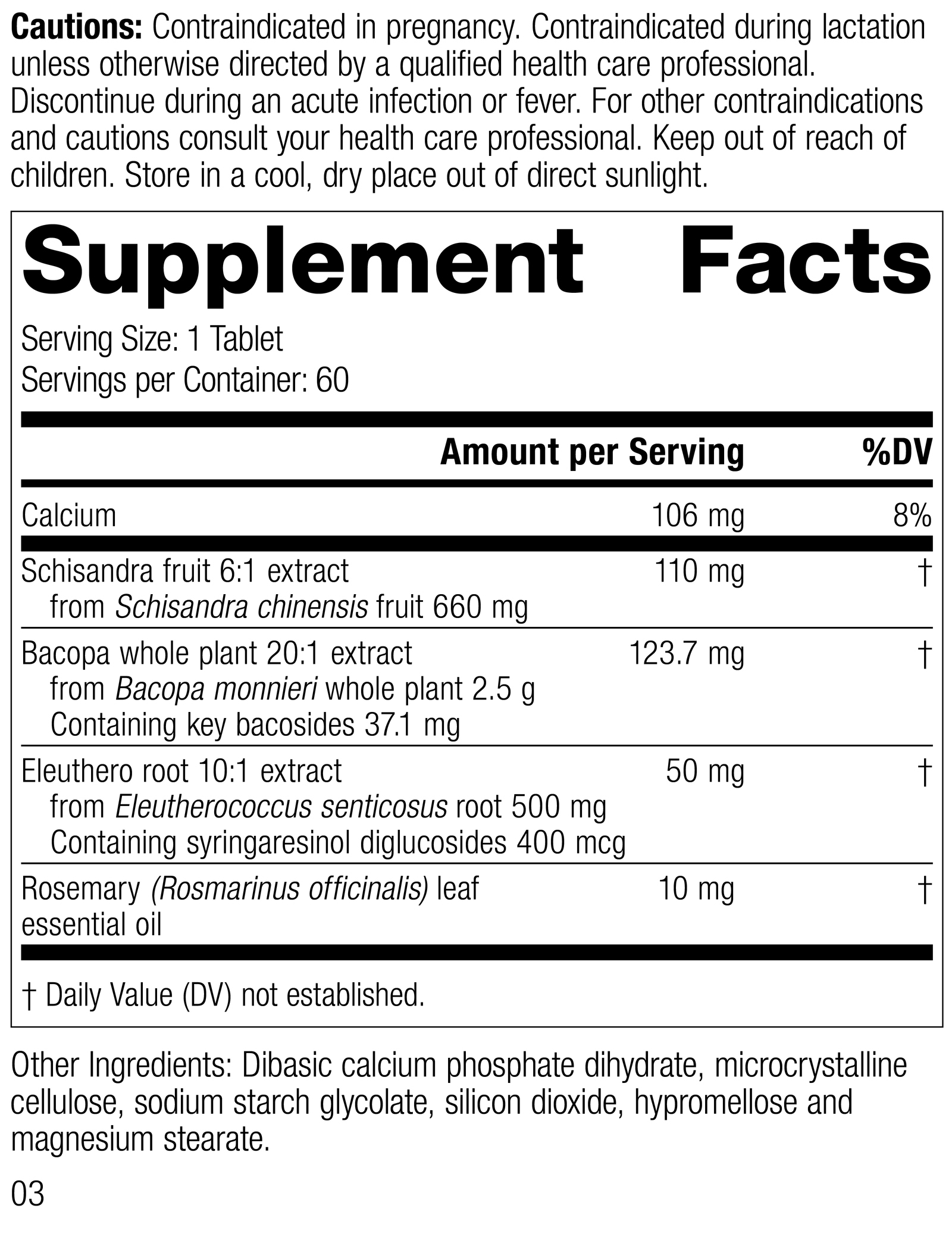 Bacopa Complex, 60 Tablets