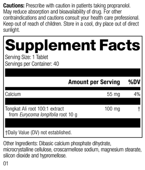 Tongkat Ali, 40 Tablets, Rev 01 Supplement Facts