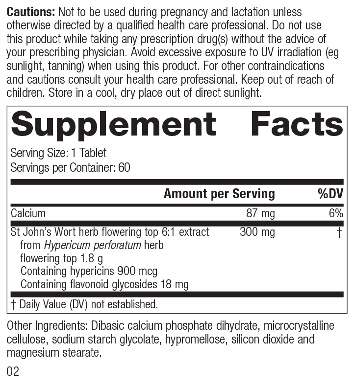 M1795 St John&#39;s Wort 1.8g R01 Supplement Fact